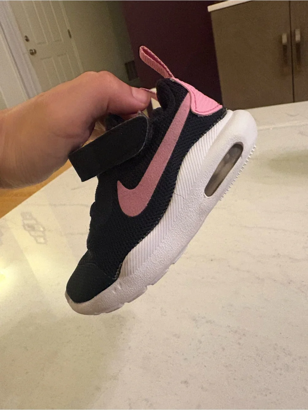 Nike Kids Black and Pink Air-Style Hook & Loop Sneakers